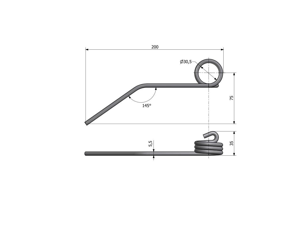 Palec sprężysty motowideł L-200 mm fi- 5,5mm Claas