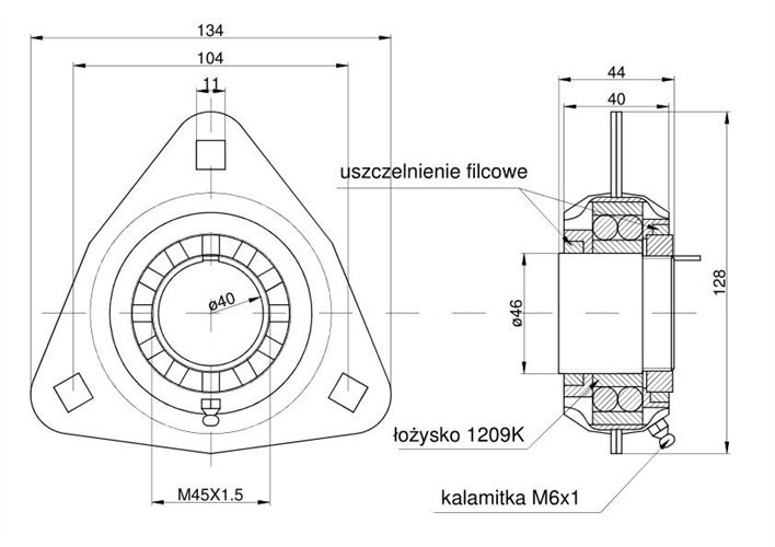 Obudowa kompletna łożyska K209 698337 Consul, Mercator, Protector 599067, 799008, 235956 Claas