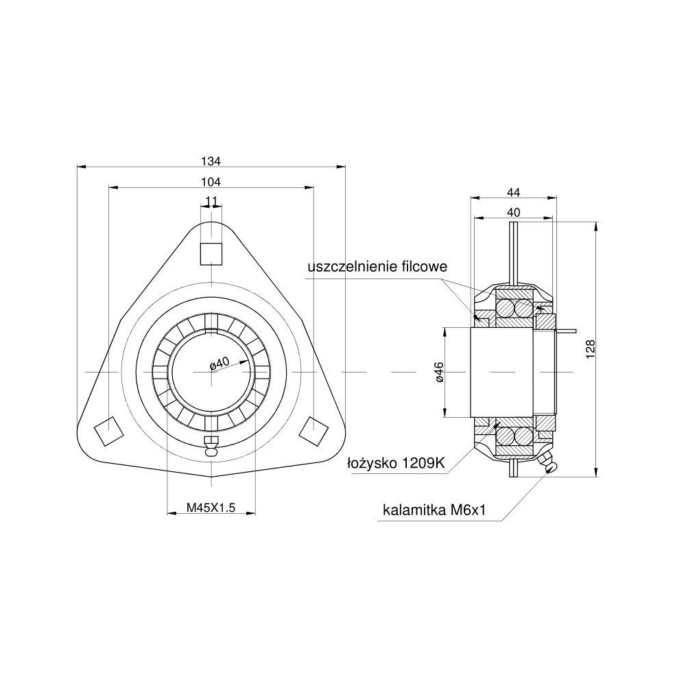 Obudowa kompletna łożyska K209 698337 Consul, Mercator, Protector 599067, 799008, 235956 Claas