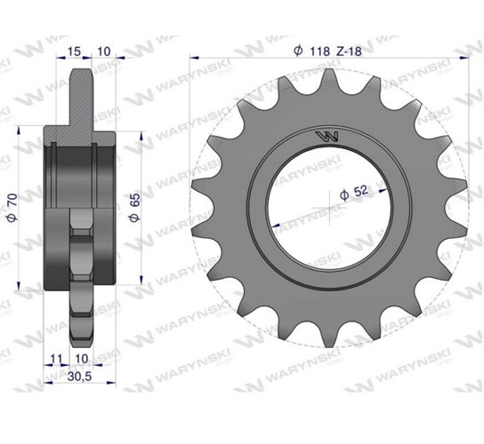 Koło łańcuchowe stalowe hartowane Z-18 3/4 fi-52 zastosowanie Bizon WARYŃSKI