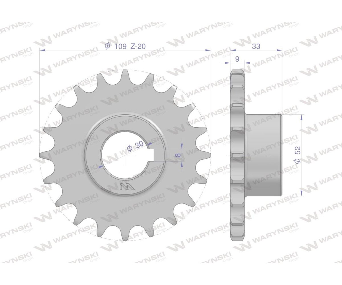 Koło łańcuchowe stalowe hartowane Z-20 5/8 fi-30 5040210082 zastosowanie Bizon WARYŃSKI