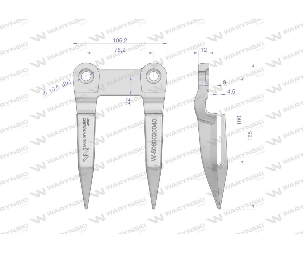 Bagnet palec podwójny hartowany Bizon Rekord 5060020040 5020040R Waryński