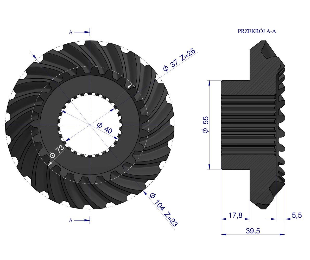 Para kół stożkowych E93125003 Kosiarka Czeska 508905049