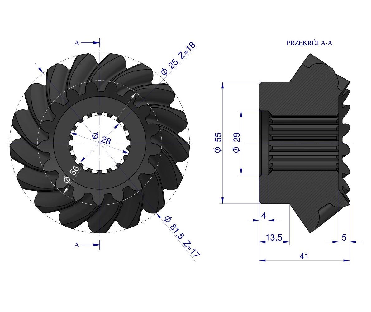 Para kół stożkowych E93125004 Kosiarka Czeska 508905050