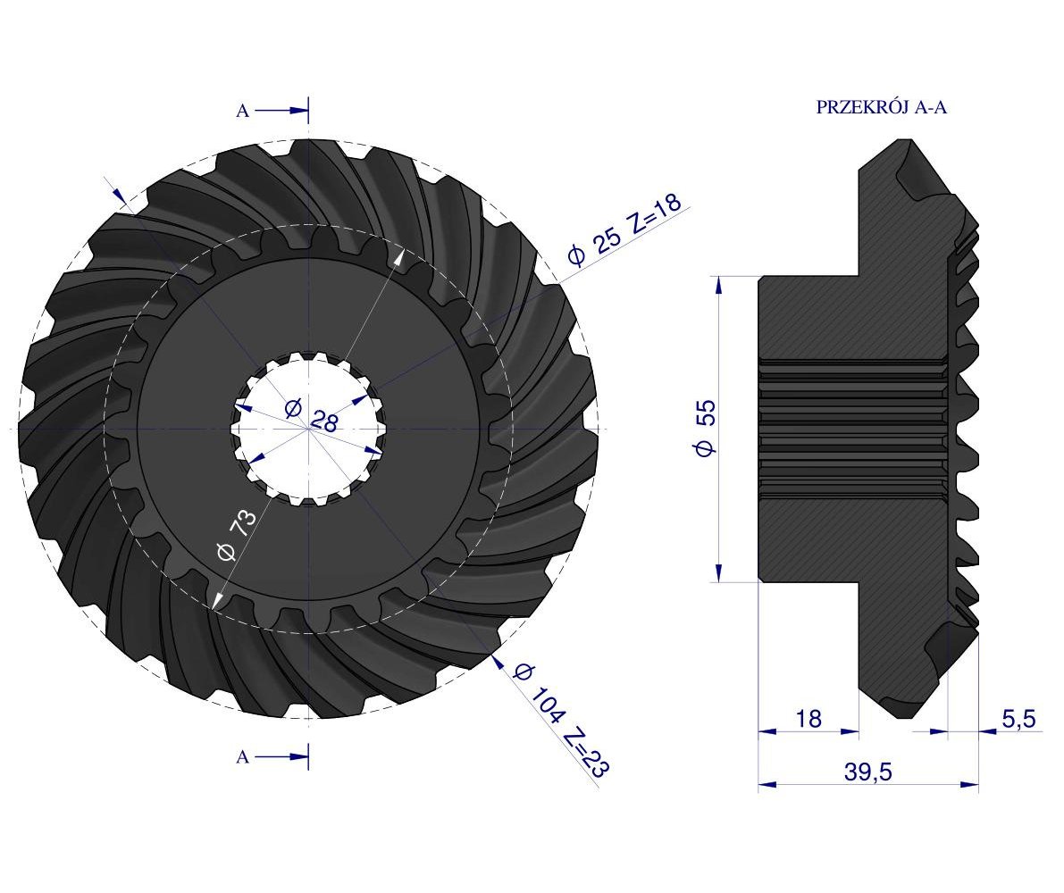 Para kół stożkowych E93125004 Kosiarka Czeska 508905050