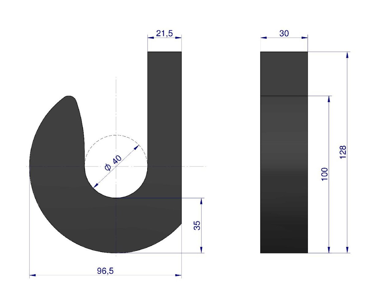 Hak łyżki ładowacza stalowy fi-40