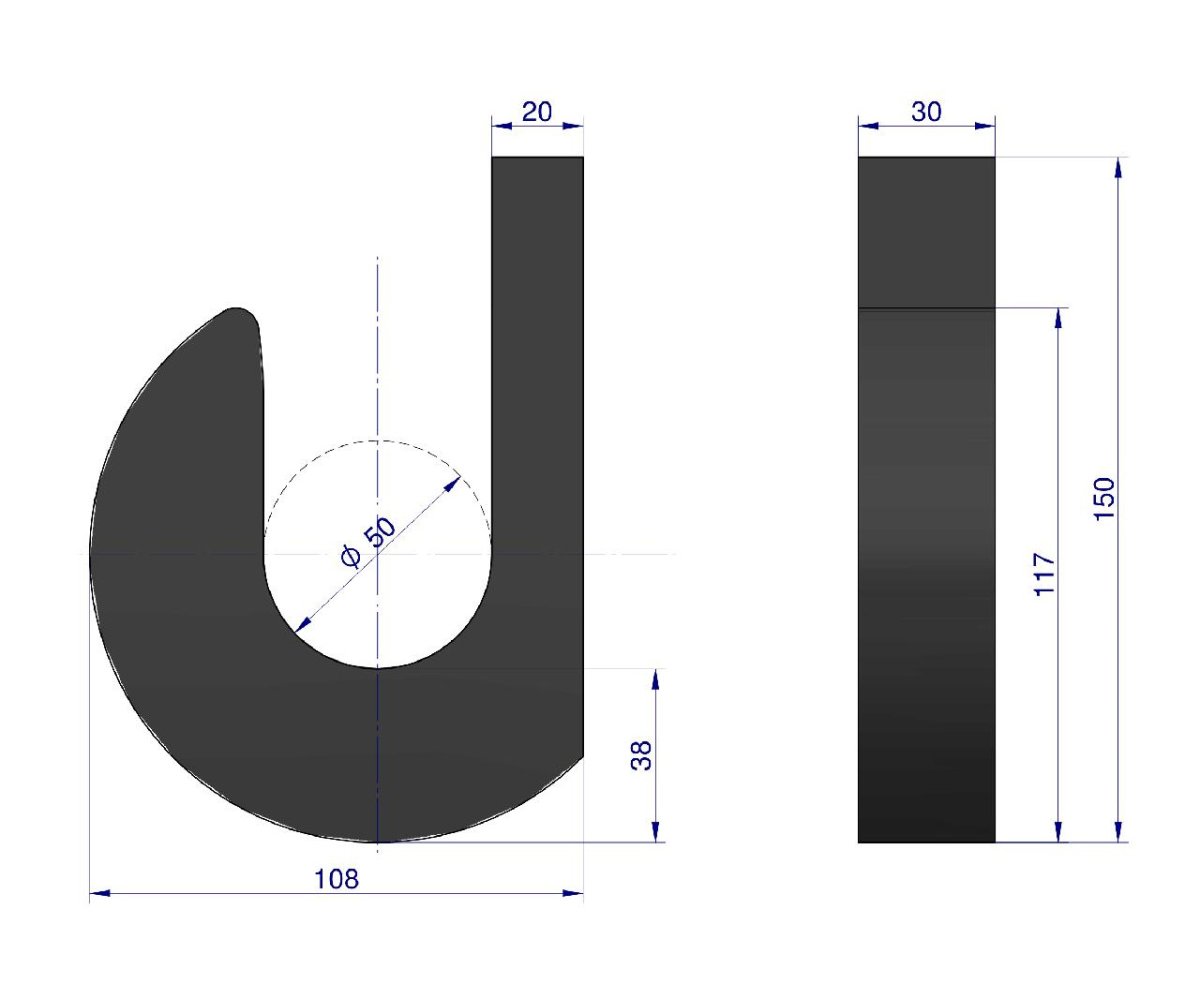 Hak łyżki ładowacza stalowy fi-50