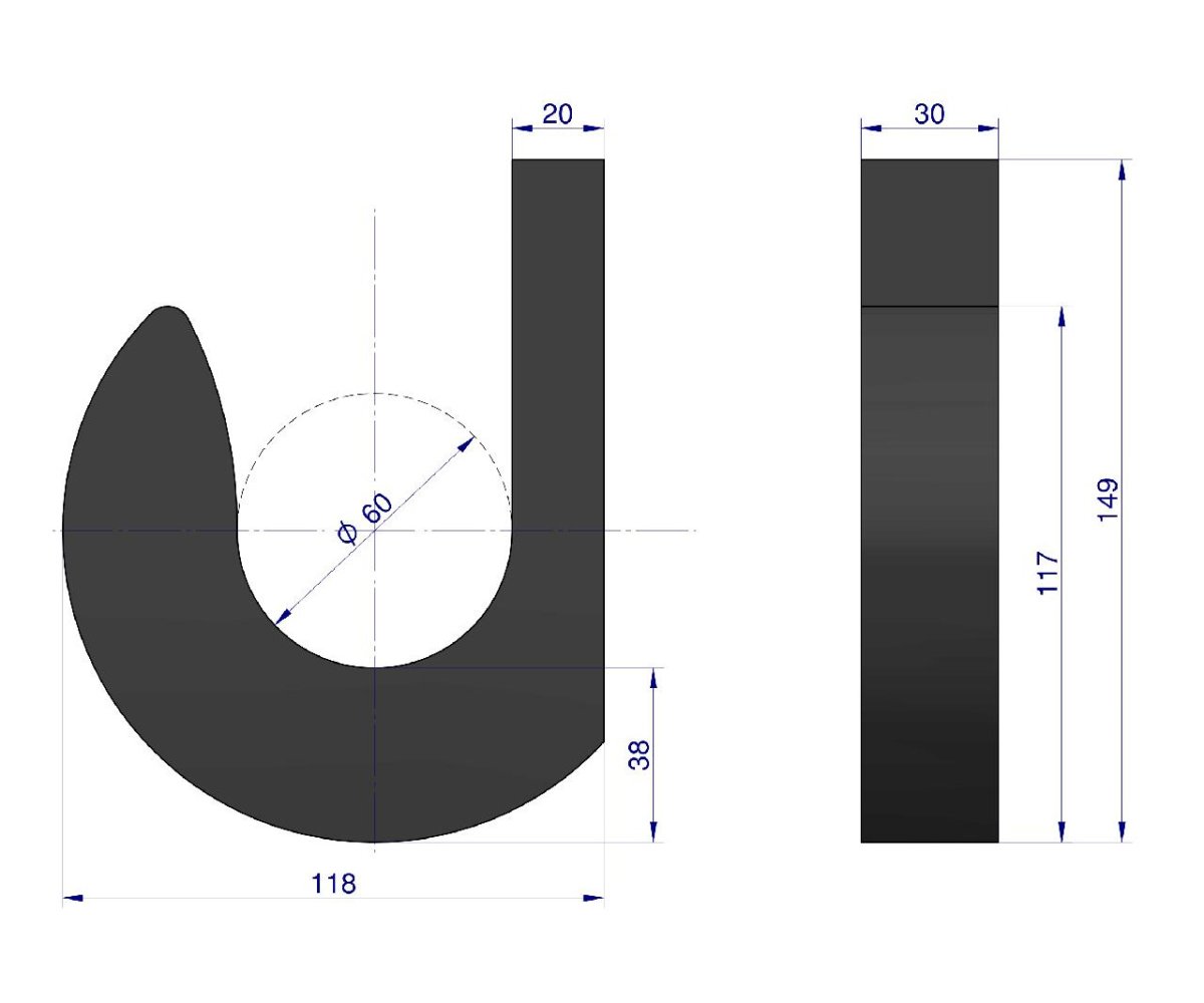 Hak łyżki ładowacza stalowy fi-60