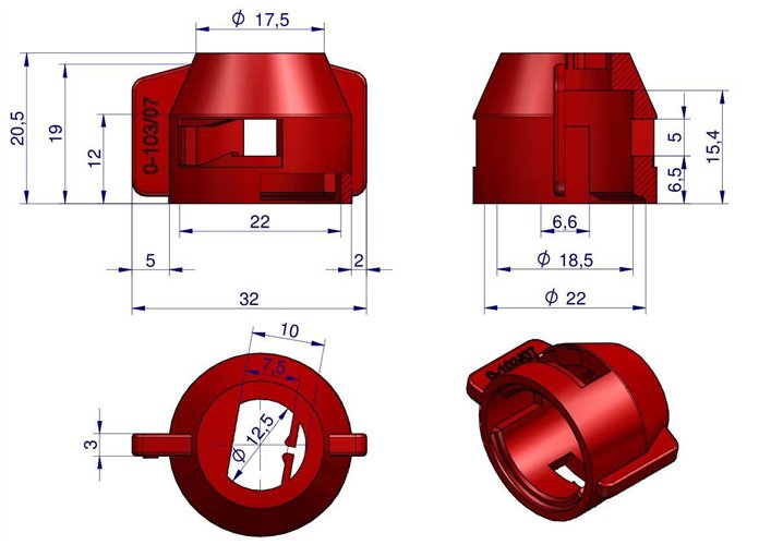 Kołpak czerwony 0-103/07 do dyszy szczelinowej Opryskiwacz