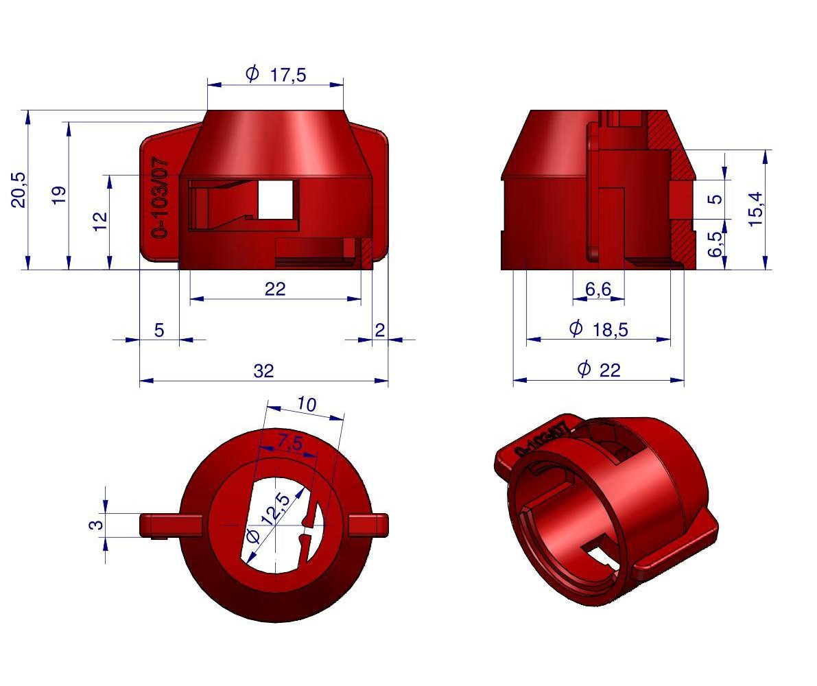 Kołpak czerwony 0-103/07 do dyszy szczelinowej Opryskiwacz