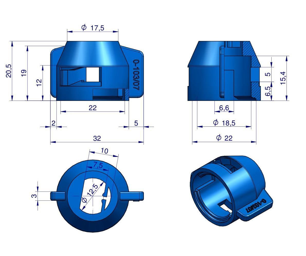 Kołpak niebieski 0-103/07 do dyszy szczelinowej Opryskiwacz