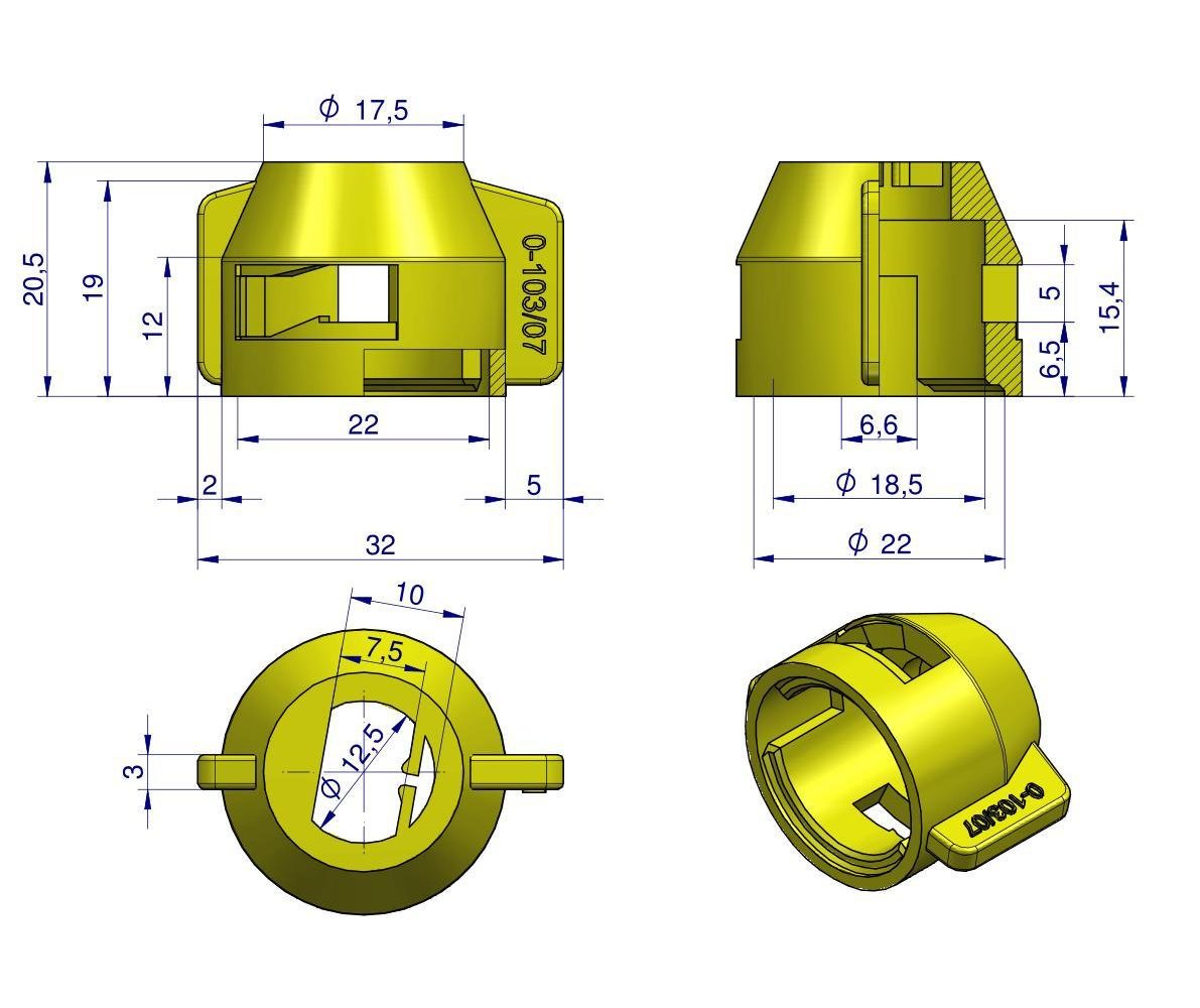 Kołpak żółty 0-103/07 do dyszy szczelinowej Opryskiwacz