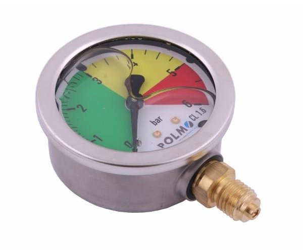 Manometr glicerynowy M63 0-6 bar gwint M12x1.5 dolne przyłącze. obudowa kwasoodporna. Opryskiwacz POLMO