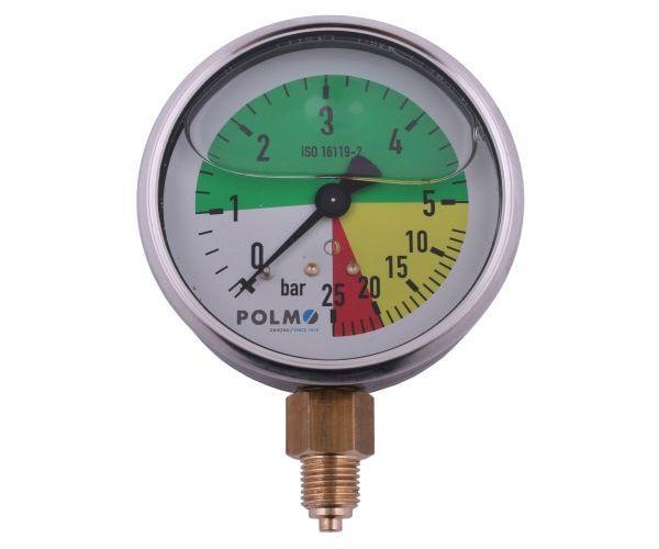 Manometr glicerynowy M80 0-5/25 bar gwint G1/4" dolne przyłącze. do Opryskiwaczy firmy Krukowiak POLMO