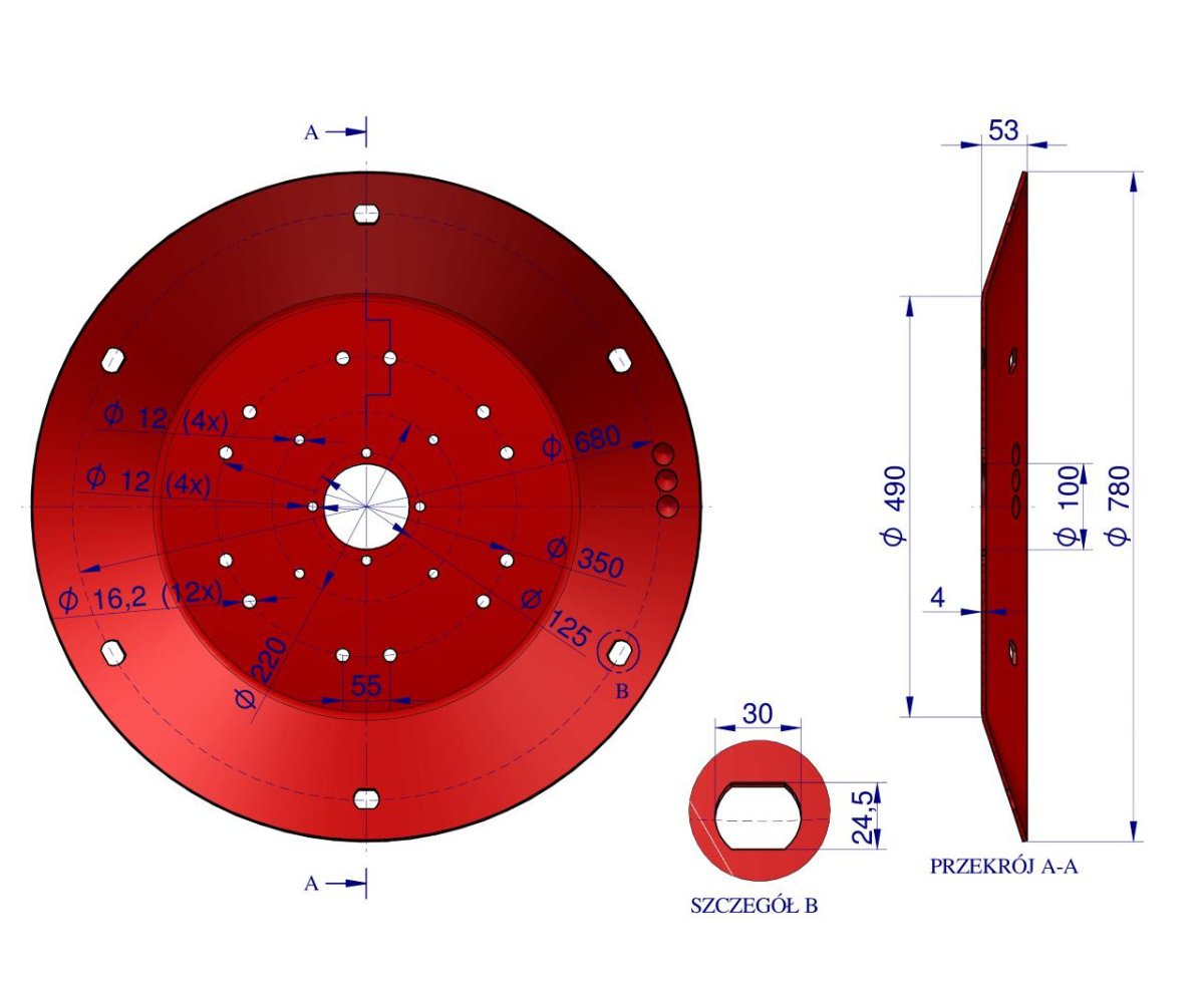 Talerz roboczy Kosiarka rotacyjna 1.65 m gr. 4mm Royal Farm