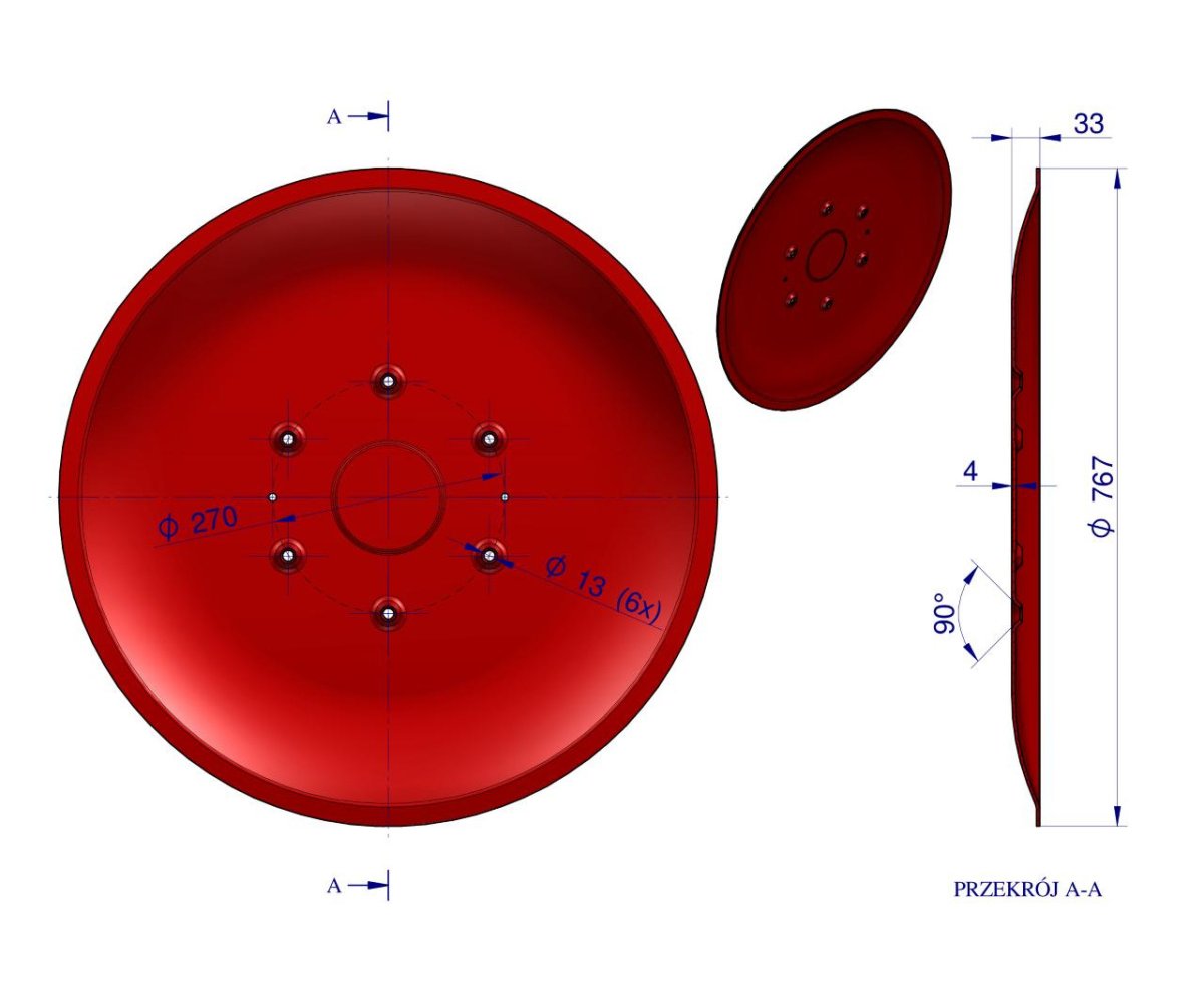 Talerz ślizgowy Kosiarka rotacyjna 1.65 m gr. 3.7mm Royal Farm