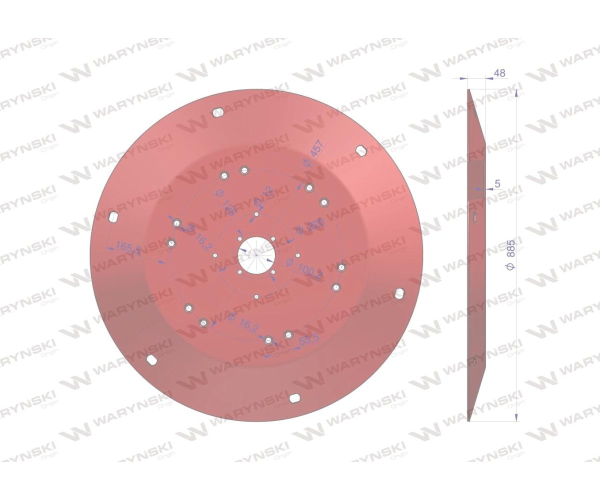 Talerz roboczy Kosiarka rotacyjna 1,85 m gr. 5mm Waryński