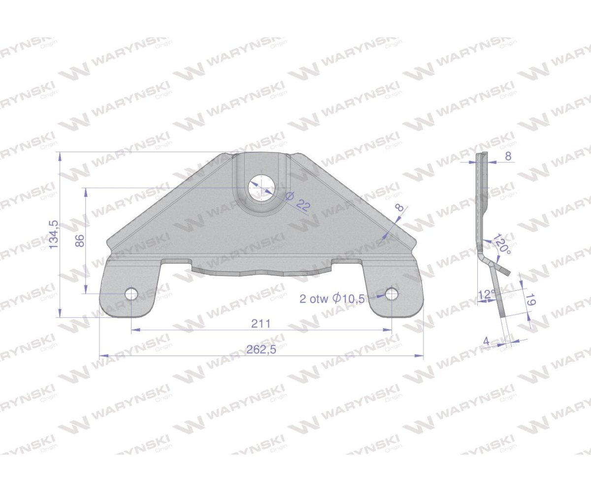 Trzymak noża kosiarka dyskowa zastosowanie Samasz KT 225052700/4 540032000 Waryński