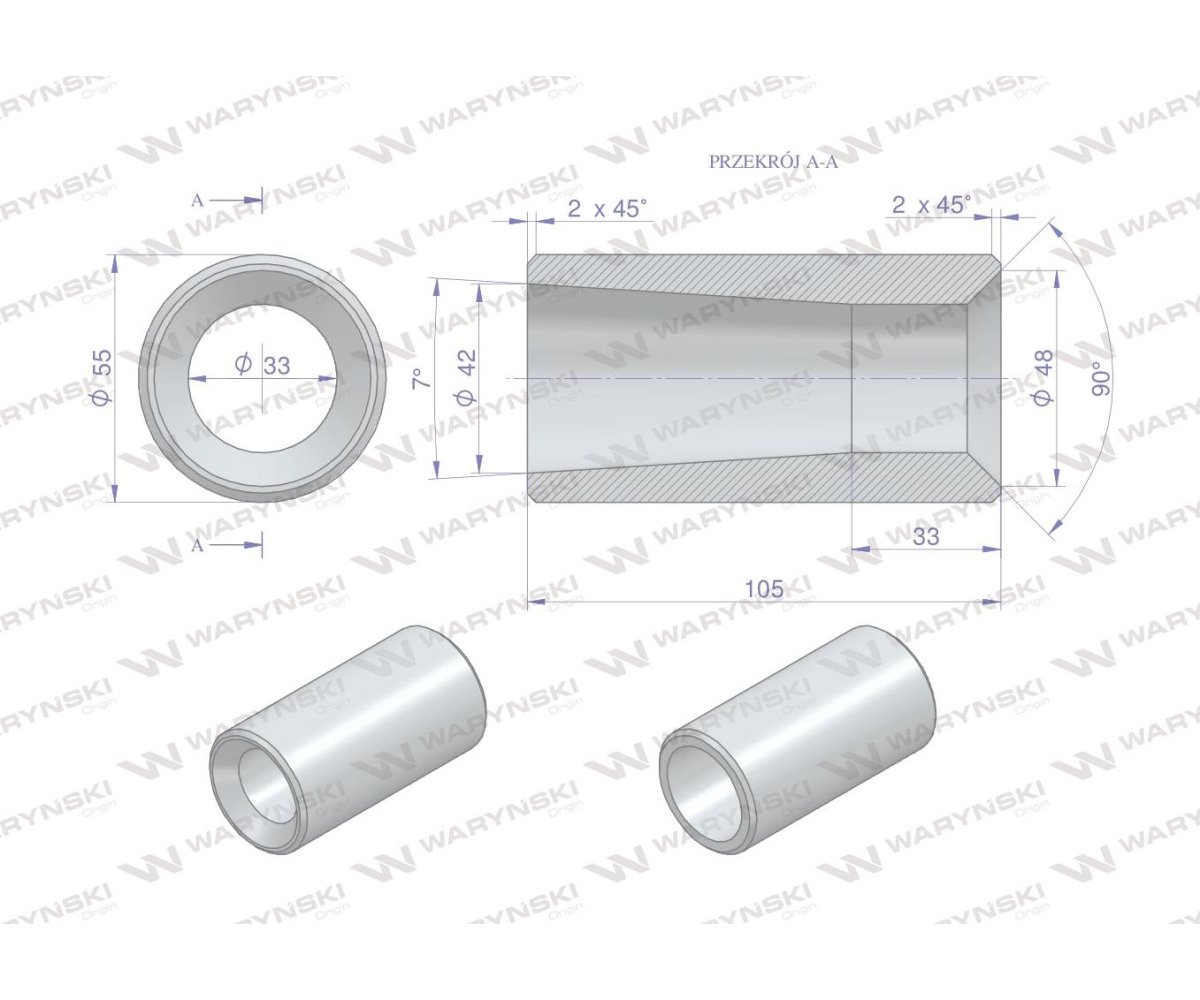 Tuleja zęba ładowacza do zęba 1200 Tur Waryński