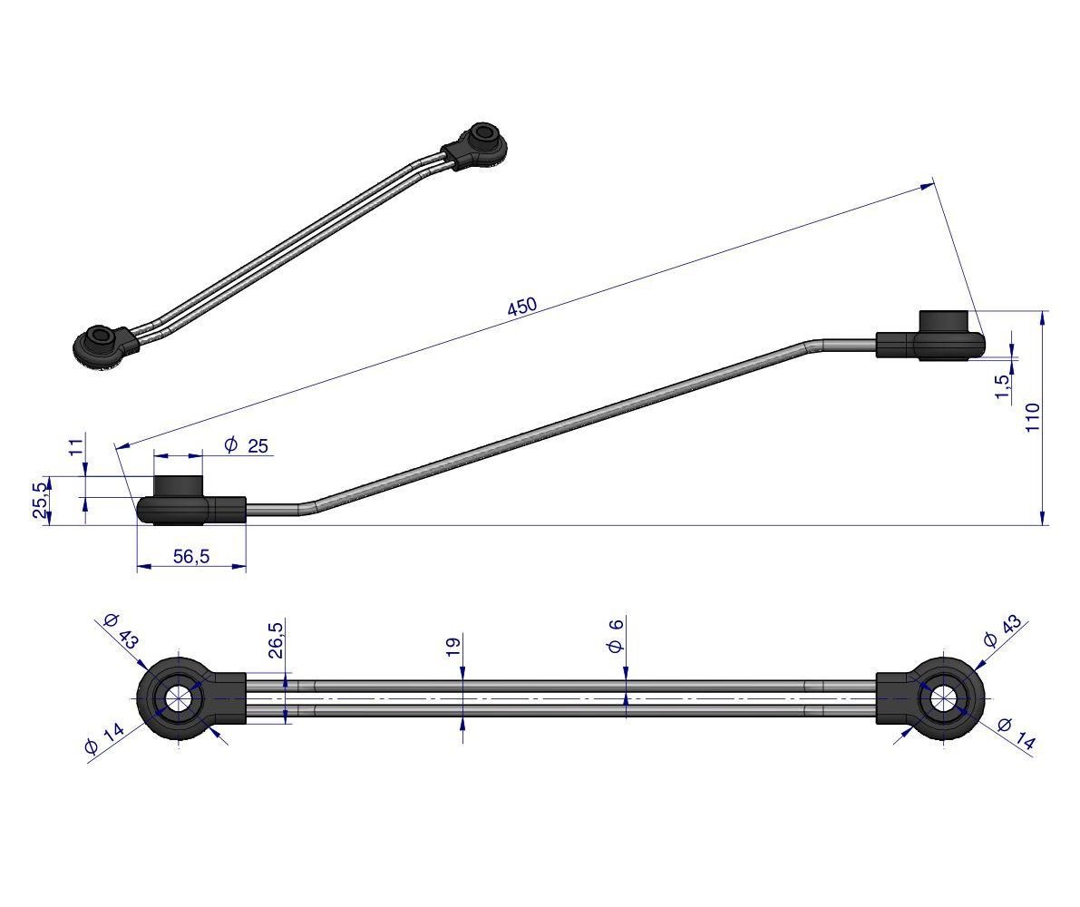 Łącznik długi kpl. (z plastikiem) 5234040090 Przegrabiarka Pasowa