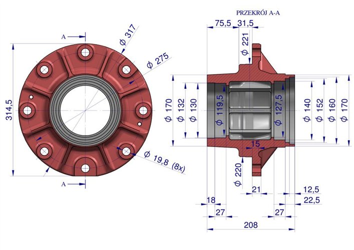 Piasta koła 601.003.02.14.01 D-50 Przyczepa