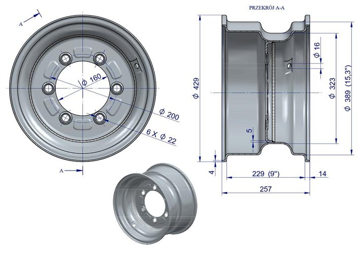 Obręcz koła 9x15.3 ( 10x15 ) D-47 Przyczepa 2231651020