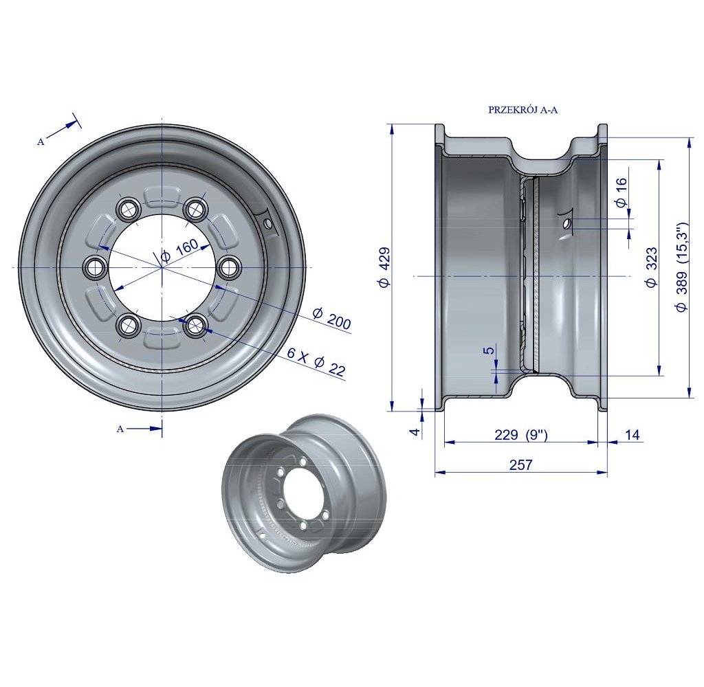 Obręcz koła 9x15.3 ( 10x15 ) D-47 Przyczepa 2231651020