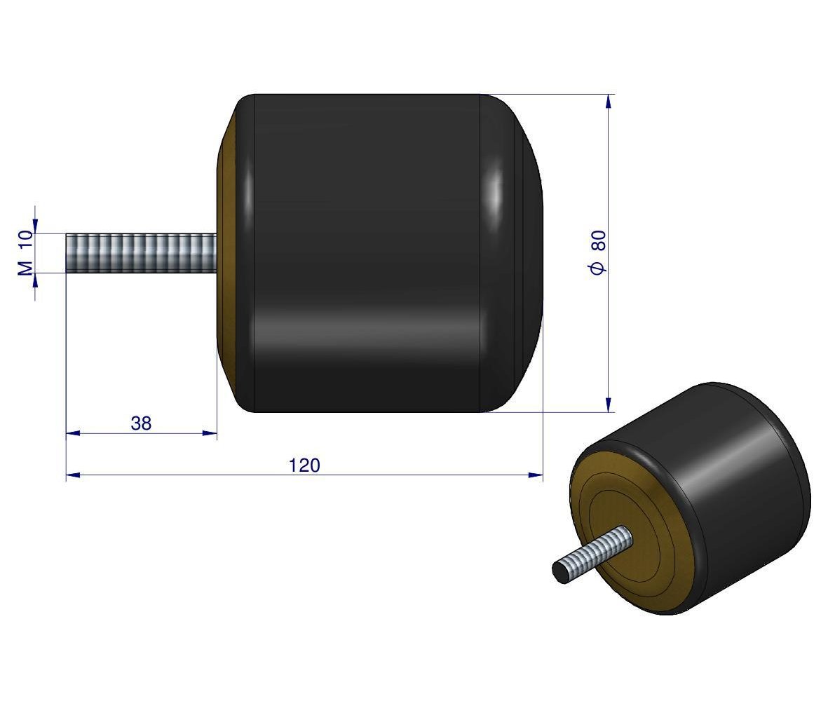 Resor. odbój gumowy śruba M10 wysokość 82mm NR-190 Przyczepa