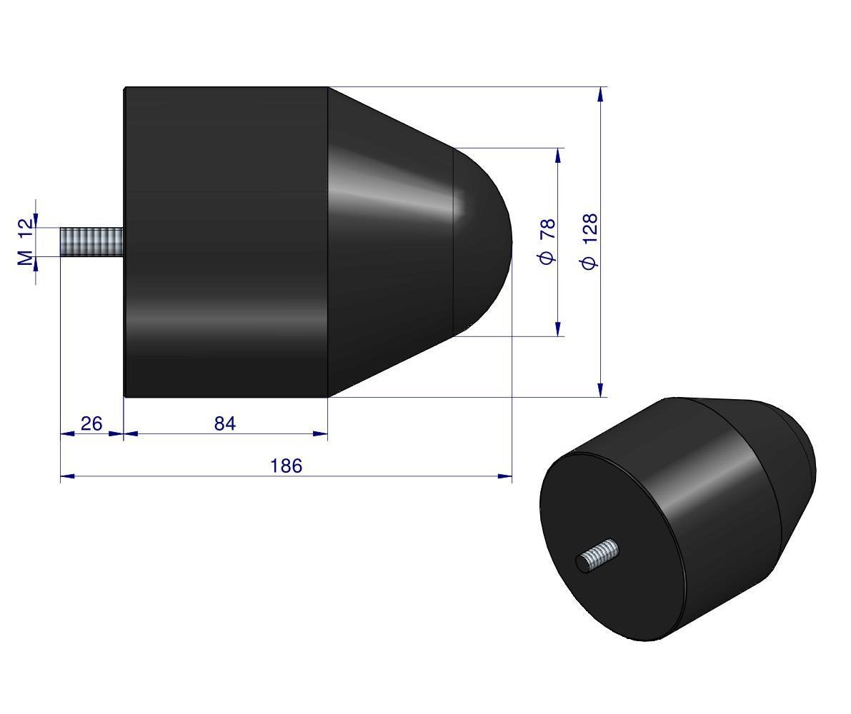 Resor. odbój gumowy duży 1 śruba Przyczepa HL