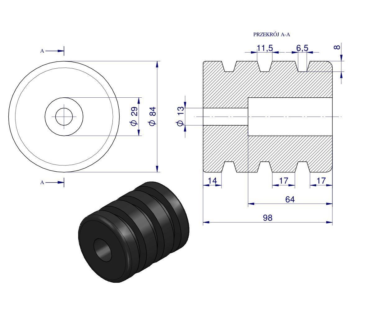 Resor. odbój gumowy otwór mocujący 13mm wysokość 100mm NR-195 Przyczepa