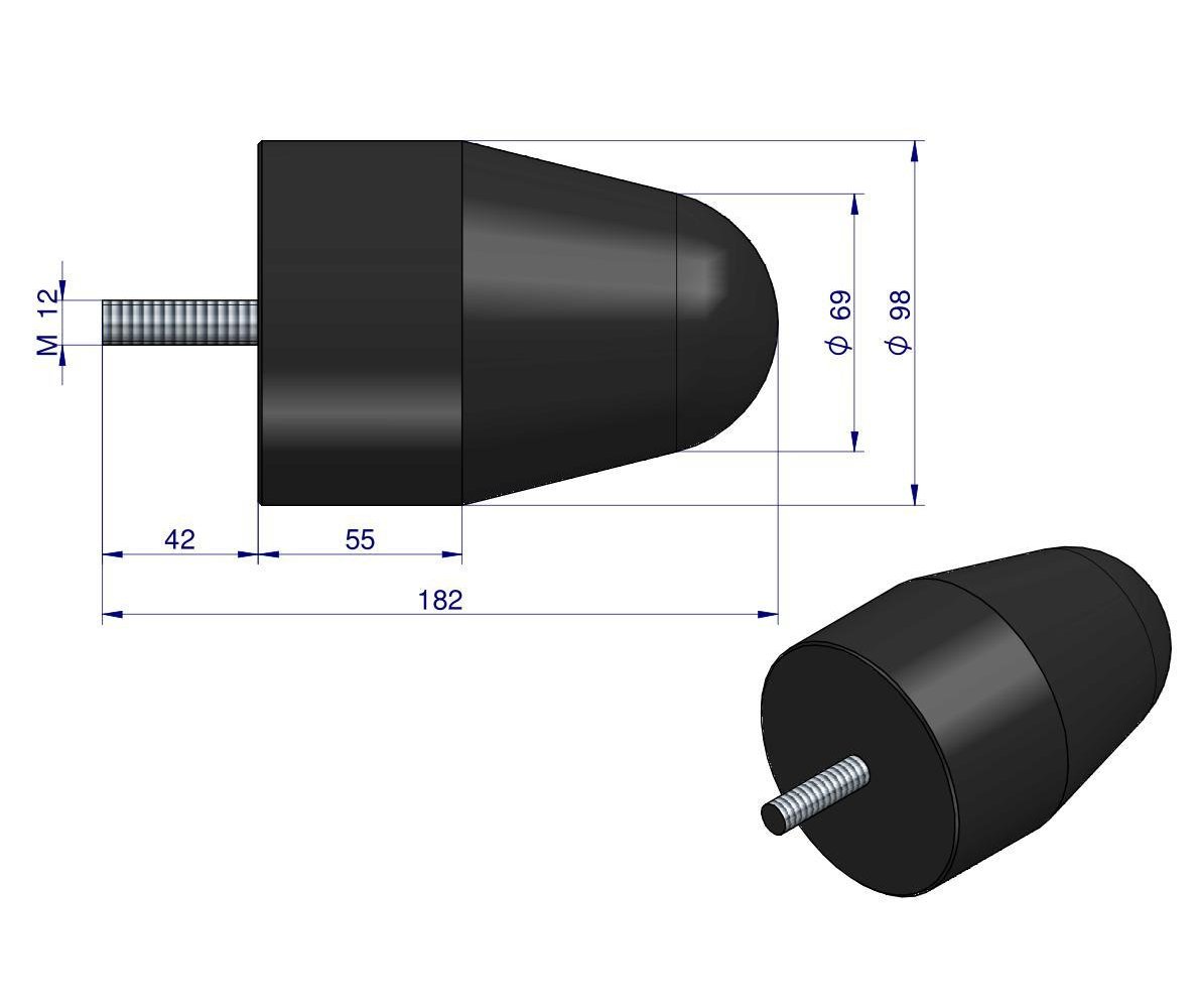 Resor. odbój gumowy mały 1 śruba Przyczepa HL