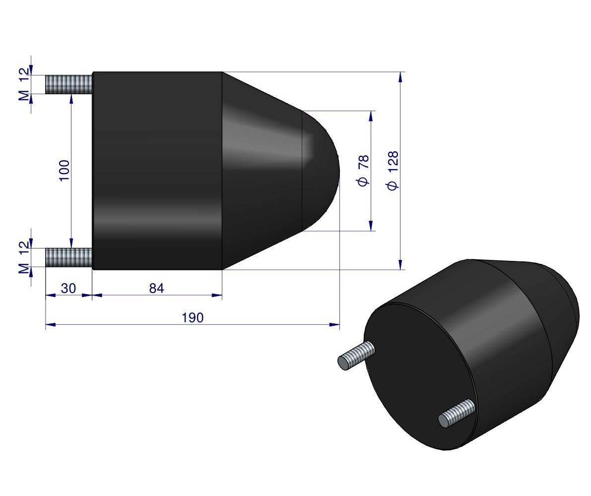 Resor. odbój gumowy duży 2 śruby Przyczepa HL