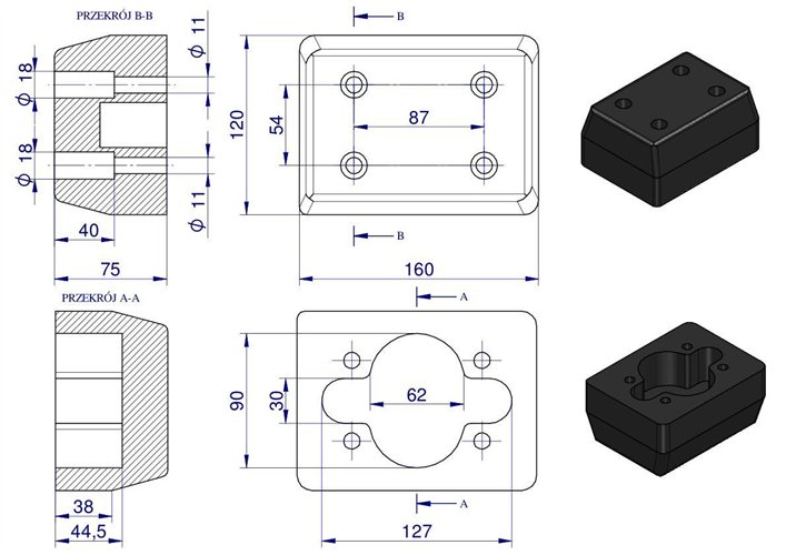 Resor. odbój gumowy 160x120x70 4 otworowy typu Schmitz Przyczepa