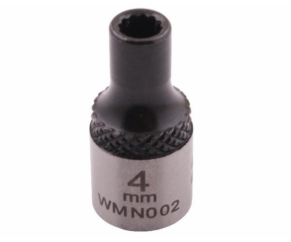 Nasadka dwunastokątna 1/4". 4 mm. CrV50BV30. DIN 3124. Waryński