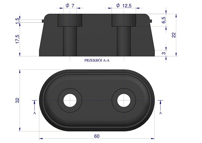 Resor. odbój gumowy 30x60x22 Przyczepa