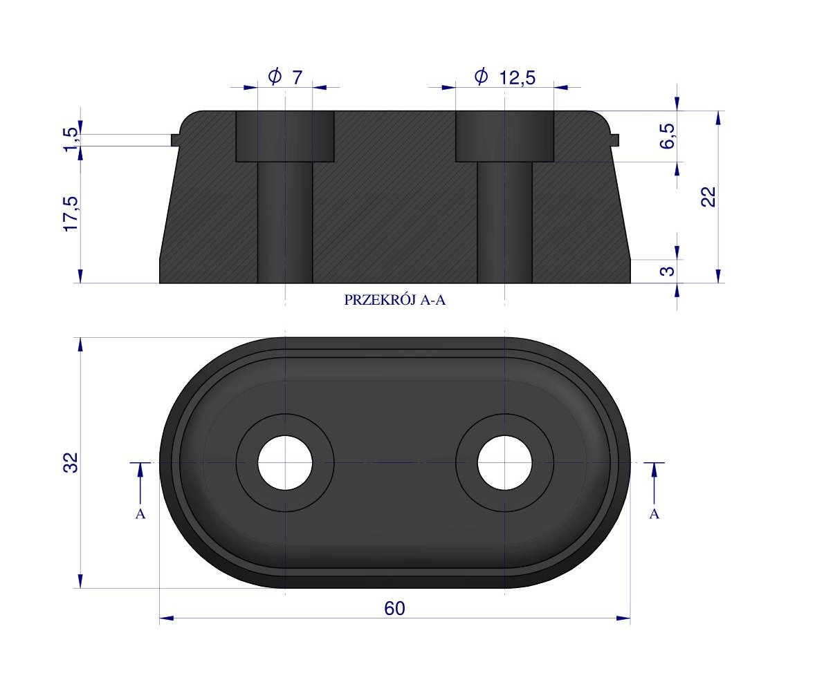 Resor. odbój gumowy 30x60x22 Przyczepa