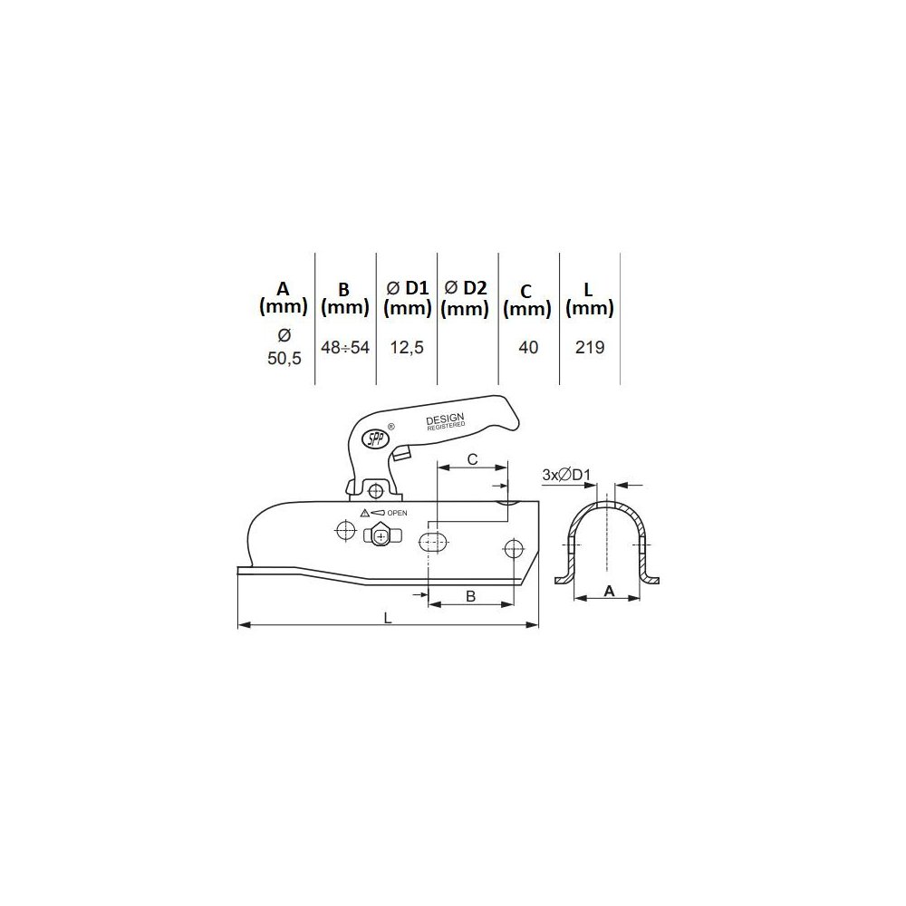 Głowica zaczepowa BC-2300C DMC2300kg zastosowanie przyczepka SPP