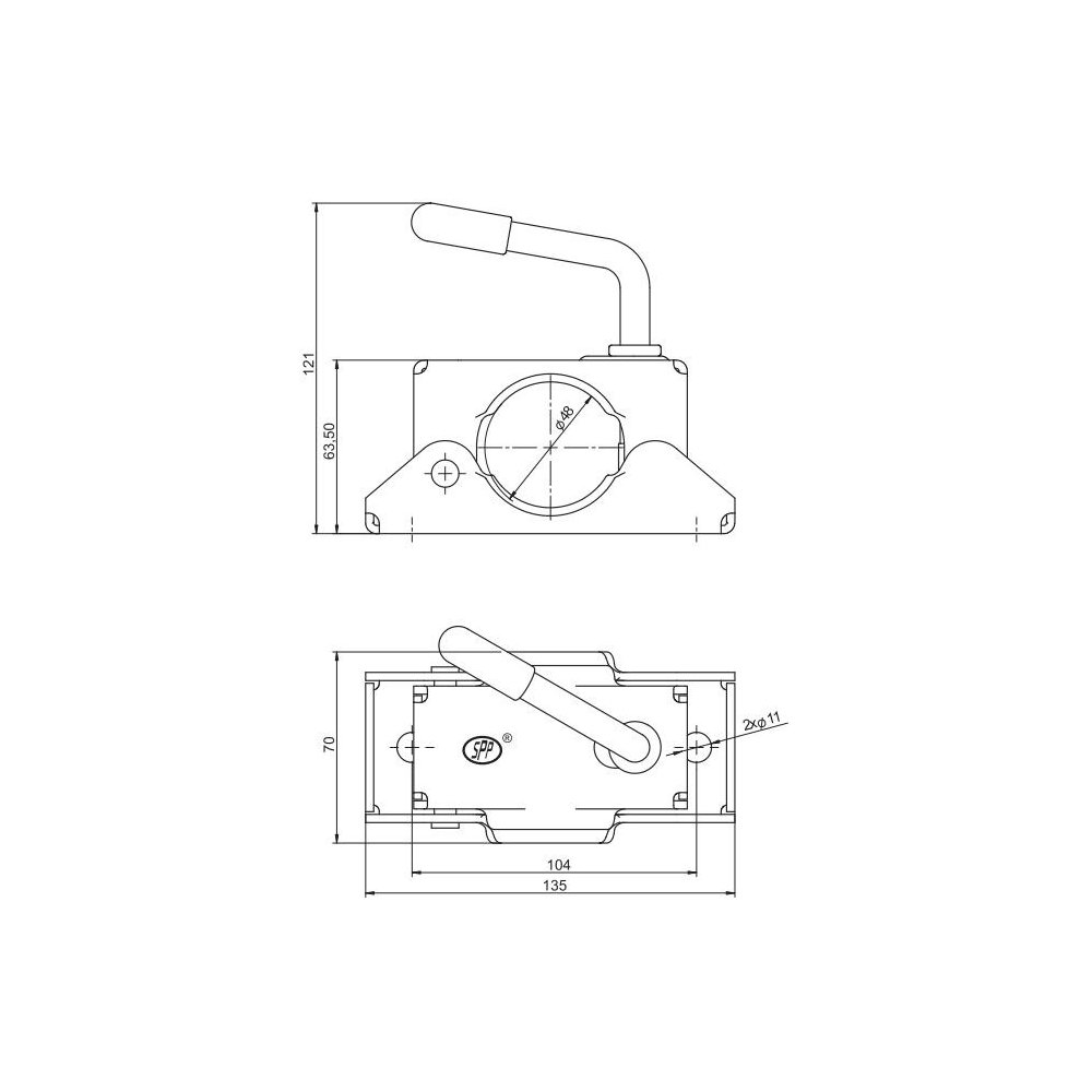 Obejma koła manewrowego fi 48 zastosowanie przyczepka SPP