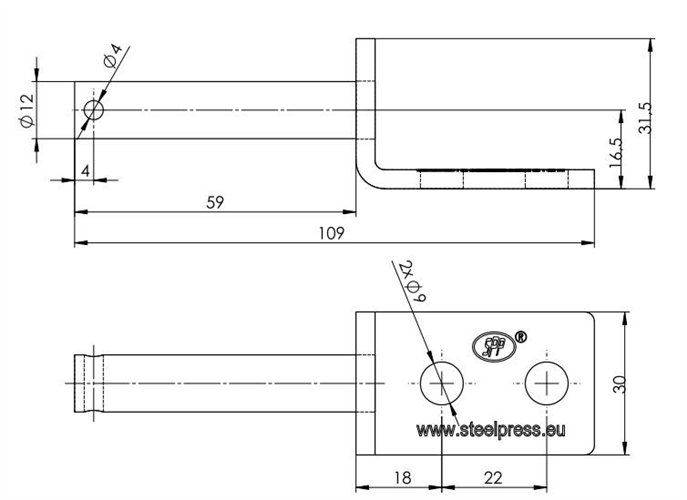 Uchwyt zawiasu UZ-01B fi 12 zastosowanie przyczepka SPP