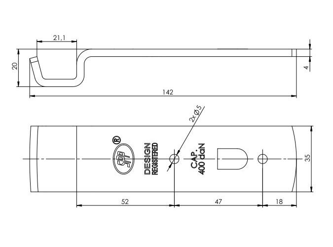 Zaczep spinacza zapinacz Z-01A 400kg zastosowanie przyczepka SPP