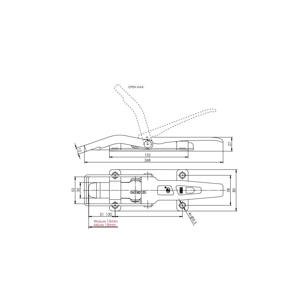 Spinacz zaczep do burt ZB-09A 1100kg zastosowanie przyczepka SPP