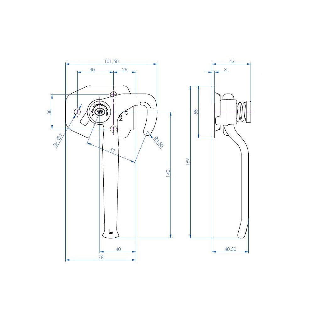 Spinacz zaczep do burt lewy nowy model ZB-16-03 800kg zastosowanie przyczepka SPP