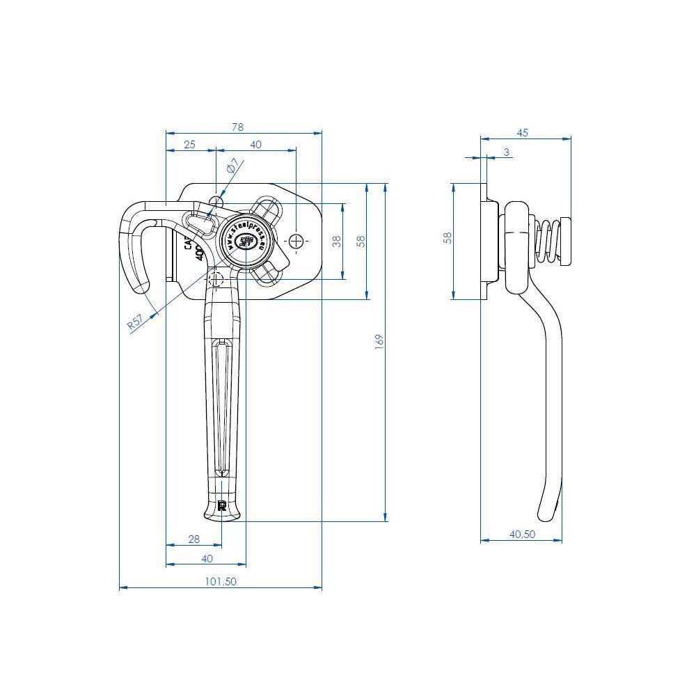 Spinacz zaczep do burt prawy nowy model ZB-16-04 800kg zastosowanie przyczepka SPP