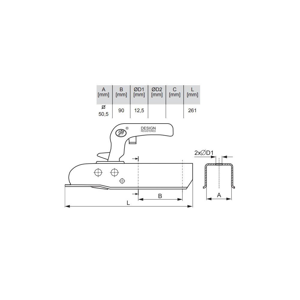 Głowica zaczepowa ZSK-1300H DMC1300kg zastosowanie przyczepka SPP