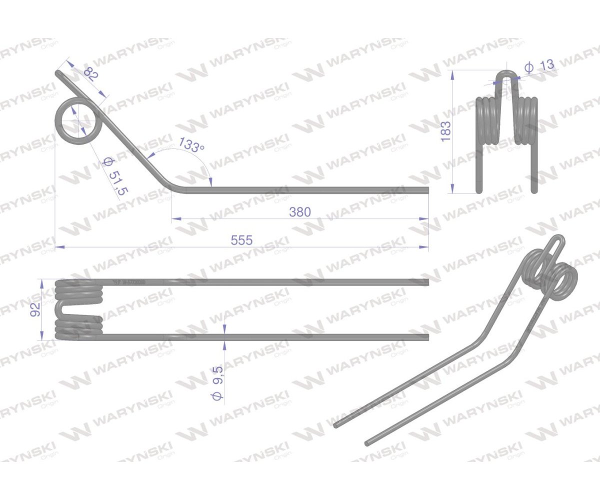 Palec zgrabiarki pokosowej zastosowanie Kuhn Waryński