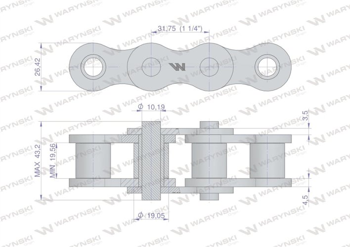 Łańcuch 20B-1-3Ps naprawczy zastosowanie Prasa Rolująca Krone 9206070 Waryński ( sprzedawany po 100 )