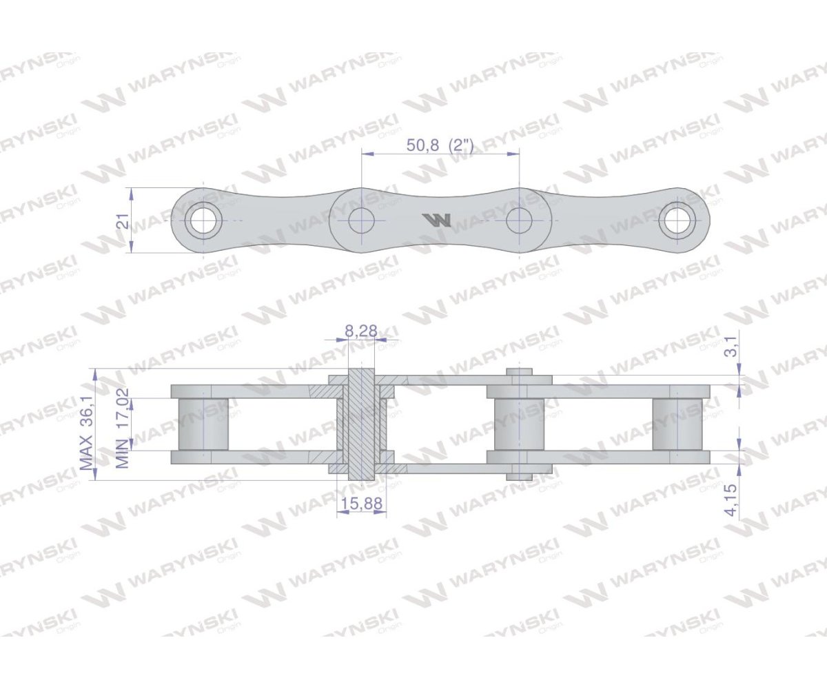 Łańcuch 216B-3Ps zastosowanie Prasa Rolująca Krone 9220100 Waryński ( sprzedawany po 100 )