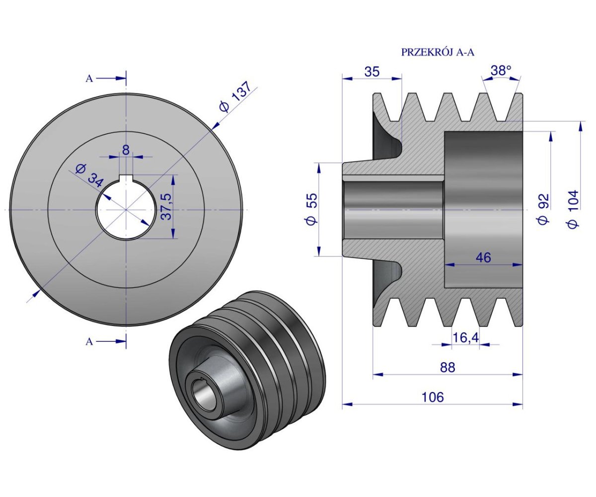 Koło pasowe małe śrutownik Bijakowy