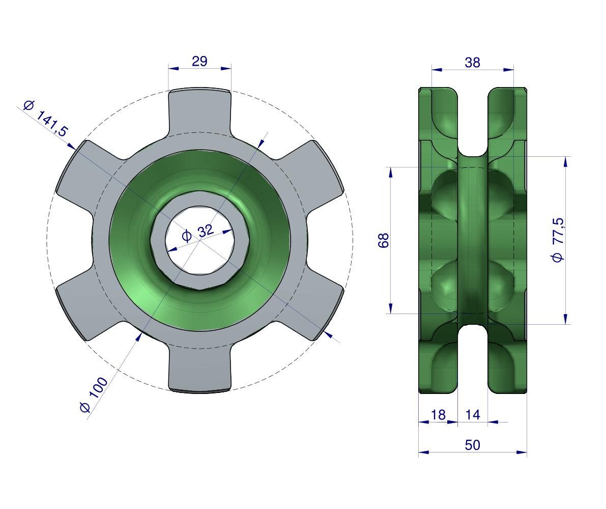 Koło prowadzące gniazdowe Fortschritt T-088 Rozrzutnik