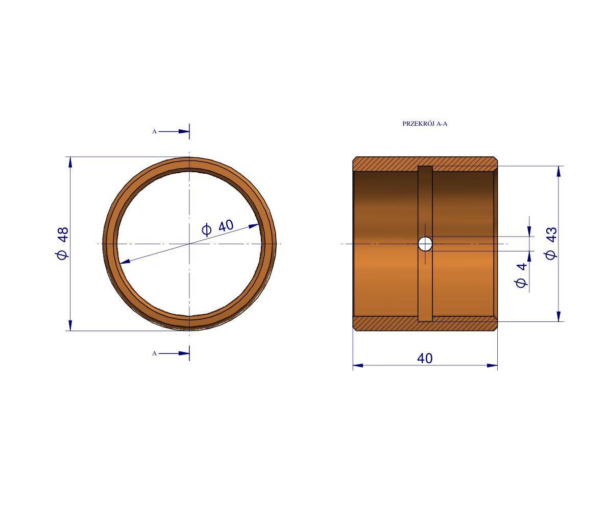 Tulejka zwrotnicy mosiężna 48x40x40 Rozrzutnik